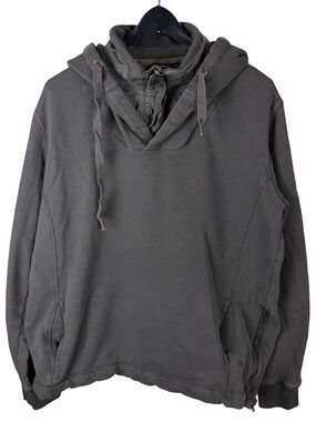 Mens Projek Raw Streetwear Double Neck Grunge Style Grey Hoodie Size XL